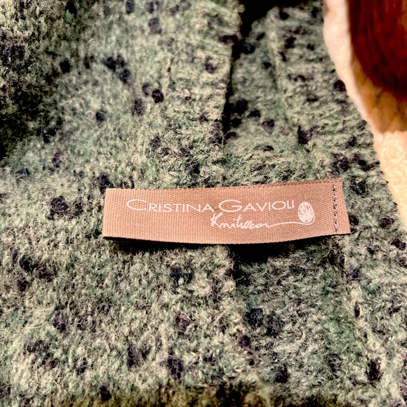 Cristina Gavioli knitwear sweater. Crew neck. Sage green/Navy. Fits size M/L - Picture 5 of 5